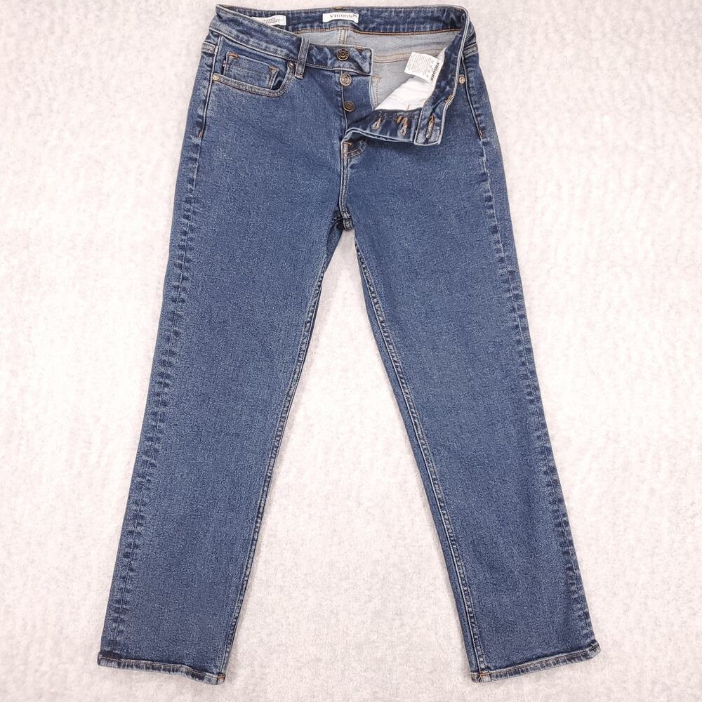 Vigoss Frankie Slim Straight Jeans Womens 27 Blue Dark Wash Stretch Classic Fit